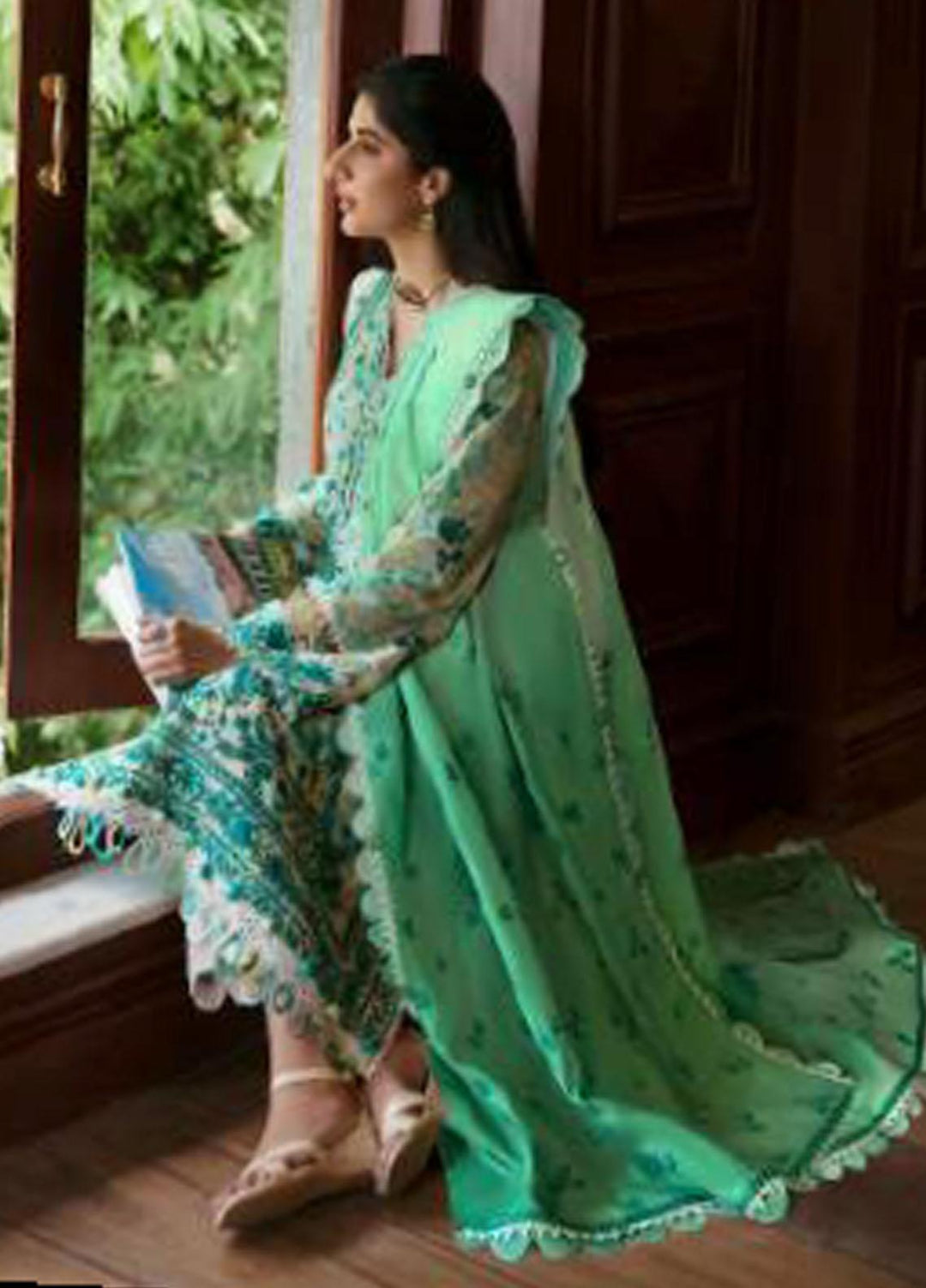 Zaha By Khadijah Shah Embroidered Lawn Suits Unstitched 3 Piece ZKS23FU ZF 23-09 Sena - Festive Collection