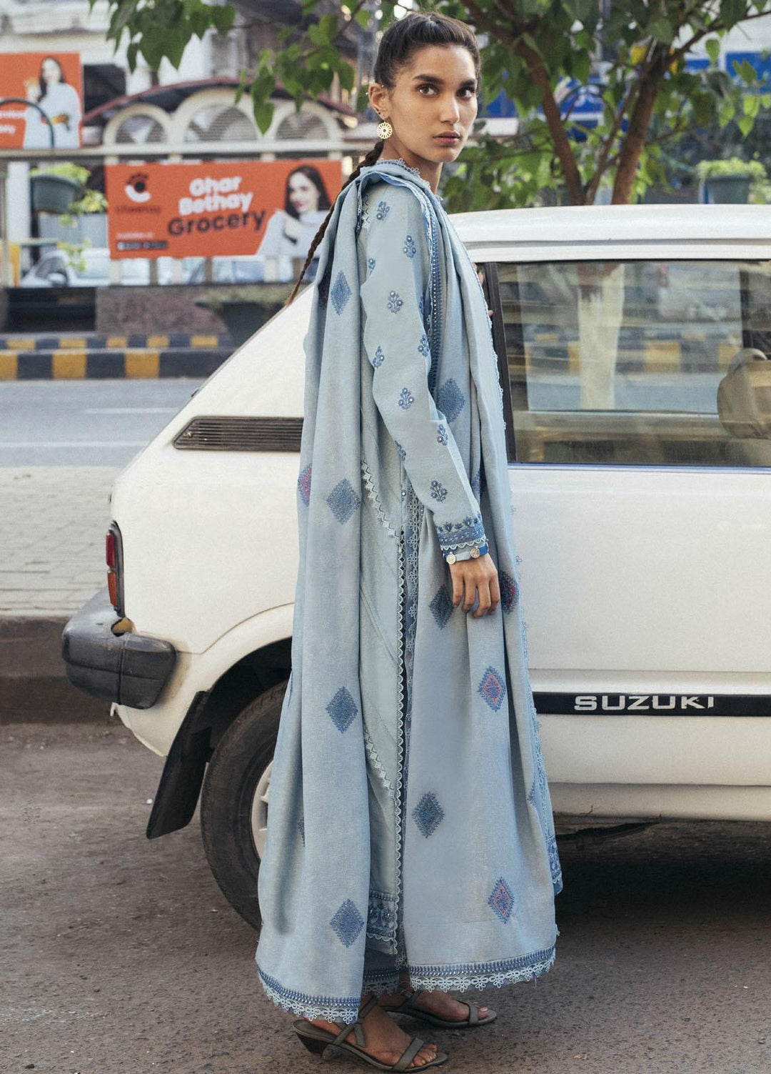 Zaha By Khadijah Shah Embroidered Karandi Suits Unstitched 3 Piece ZKS21HM ZW-21-05 MINA - Winter Collection