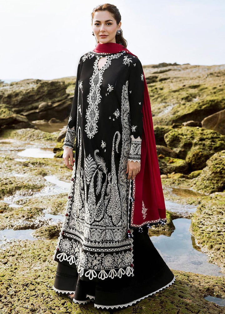 Zaha By Khadijah Shah Embroidered Lawn Suits Unstitched 3 Piece ZKS23L ZL23-01A - Spring / Summer Collection