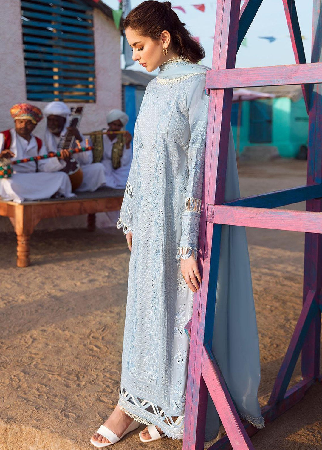Zaha By Khadijah Shah Embroidered Lawn Suits Unstitched 3 Piece ZKS23L ZL23-02A - Spring / Summer Collection