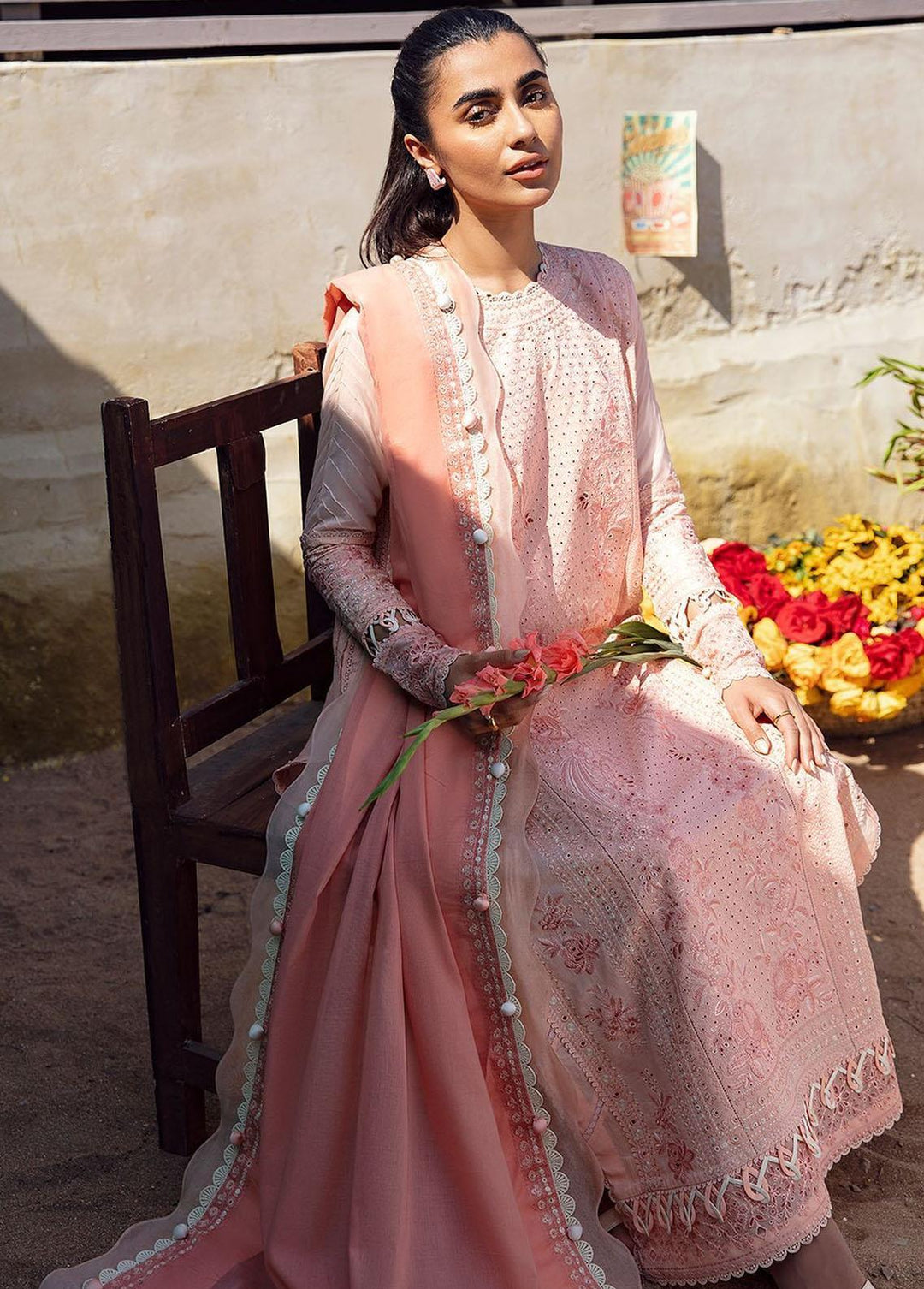 Zaha By Khadijah Shah Embroidered Lawn Suits Unstitched 3 Piece ZKS23L ZL23-02B - Spring / Summer Collection