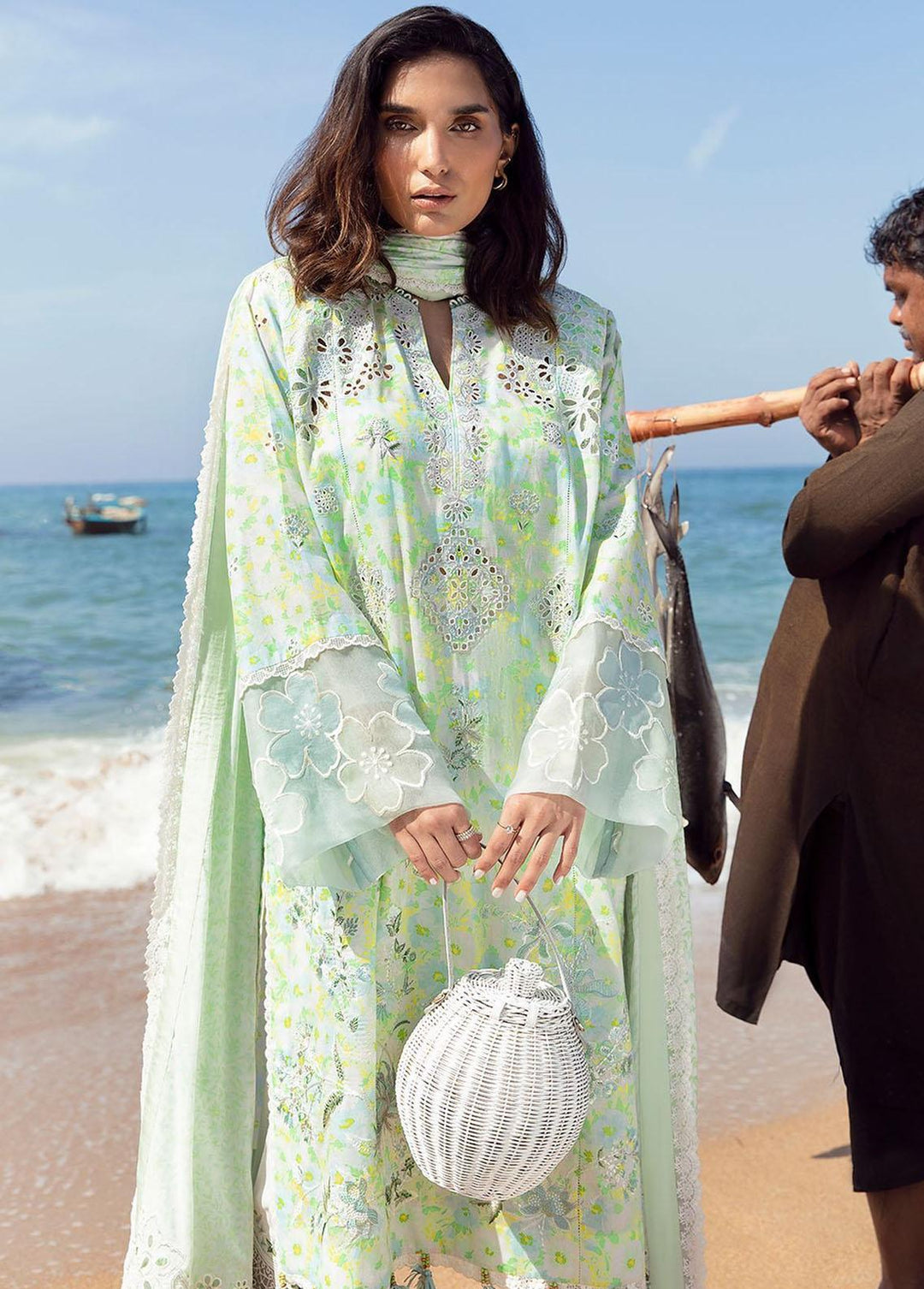 Zaha By Khadijah Shah Embroidered Lawn Suits Unstitched 3 Piece ZKS23L ZL23-03B - Spring / Summer Collection