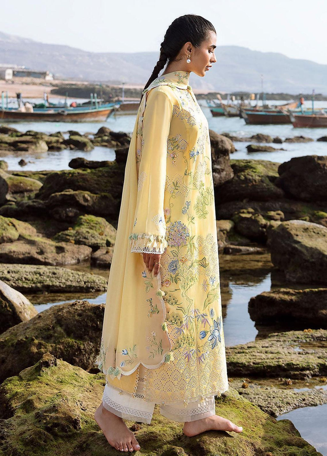 Zaha By Khadijah Shah Embroidered Lawn Suits Unstitched 3 Piece ZKS23L ZL23-04A - Spring / Summer Collection