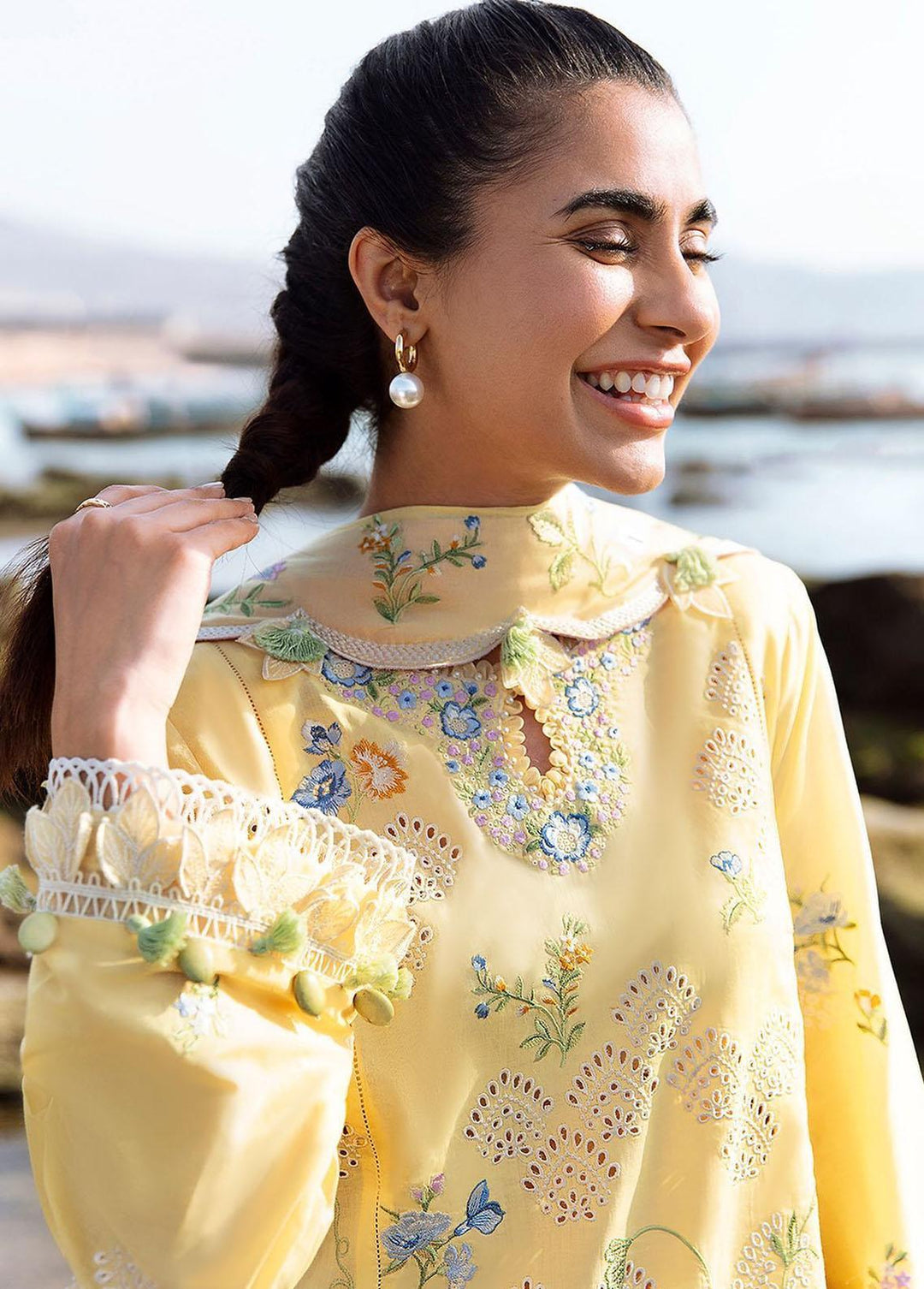 Zaha By Khadijah Shah Embroidered Lawn Suits Unstitched 3 Piece ZKS23L ZL23-04A - Spring / Summer Collection
