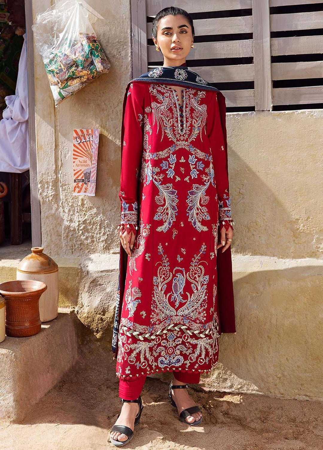 Zaha By Khadijah Shah Embroidered Lawn Suits Unstitched 3 Piece ZKS23L ZL23-05A - Spring / Summer Collection