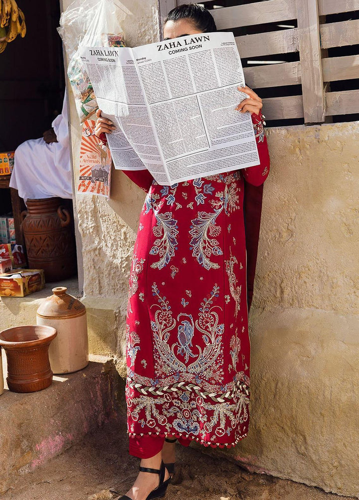 Zaha By Khadijah Shah Embroidered Lawn Suits Unstitched 3 Piece ZKS23L ZL23-05A - Spring / Summer Collection