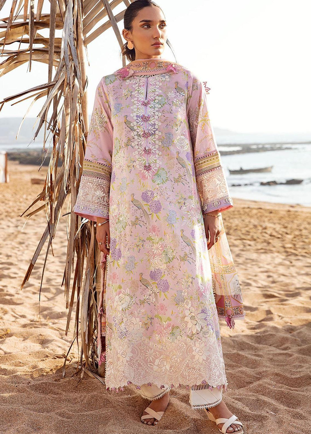 Zaha By Khadijah Shah Embroidered Lawn Suits Unstitched 3 Piece ZKS23L ZL23-06A - Spring / Summer Collection