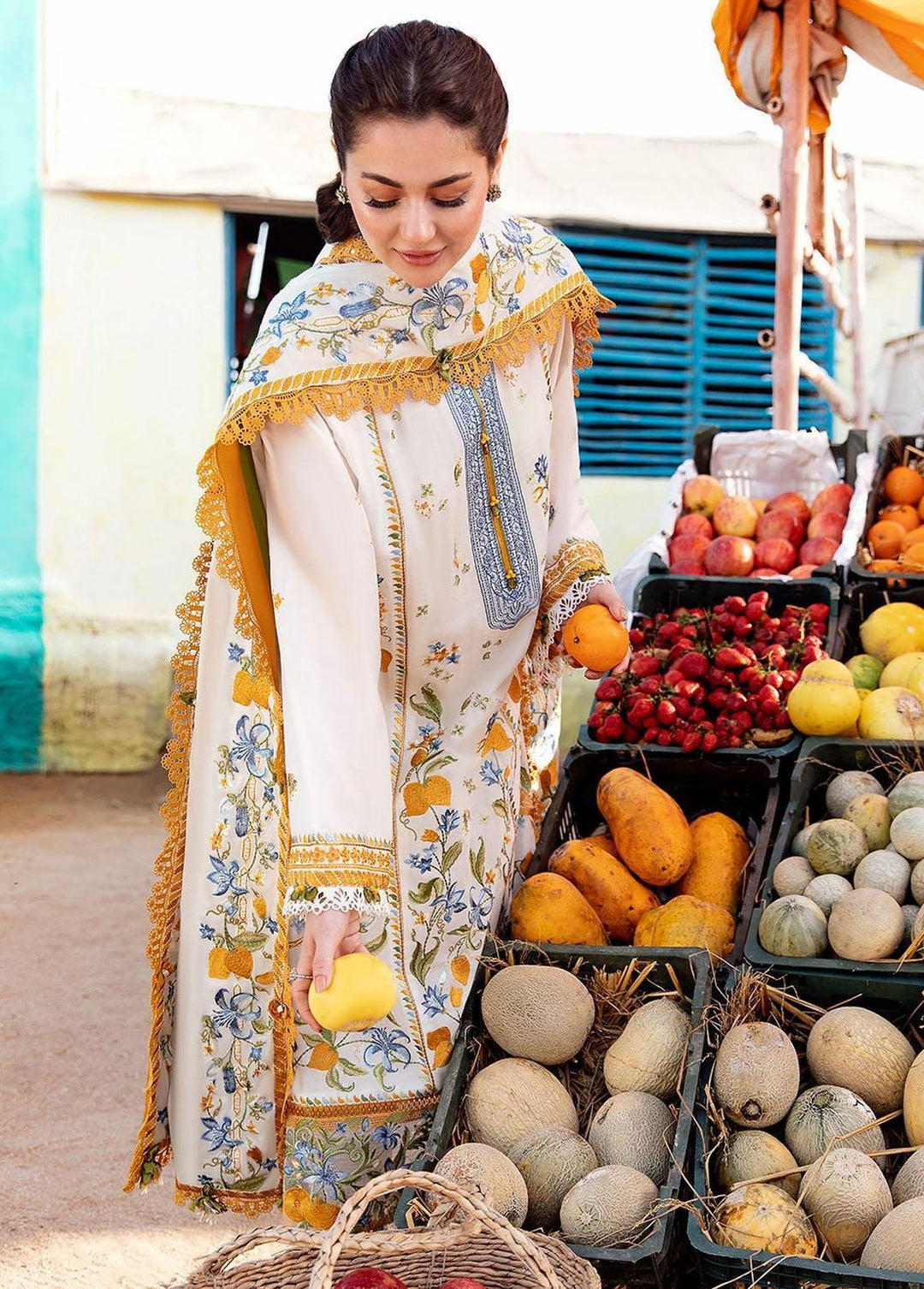 Zaha By Khadijah Shah Embroidered Lawn Suits Unstitched 3 Piece ZKS23L ZL23-07A - Spring / Summer Collection