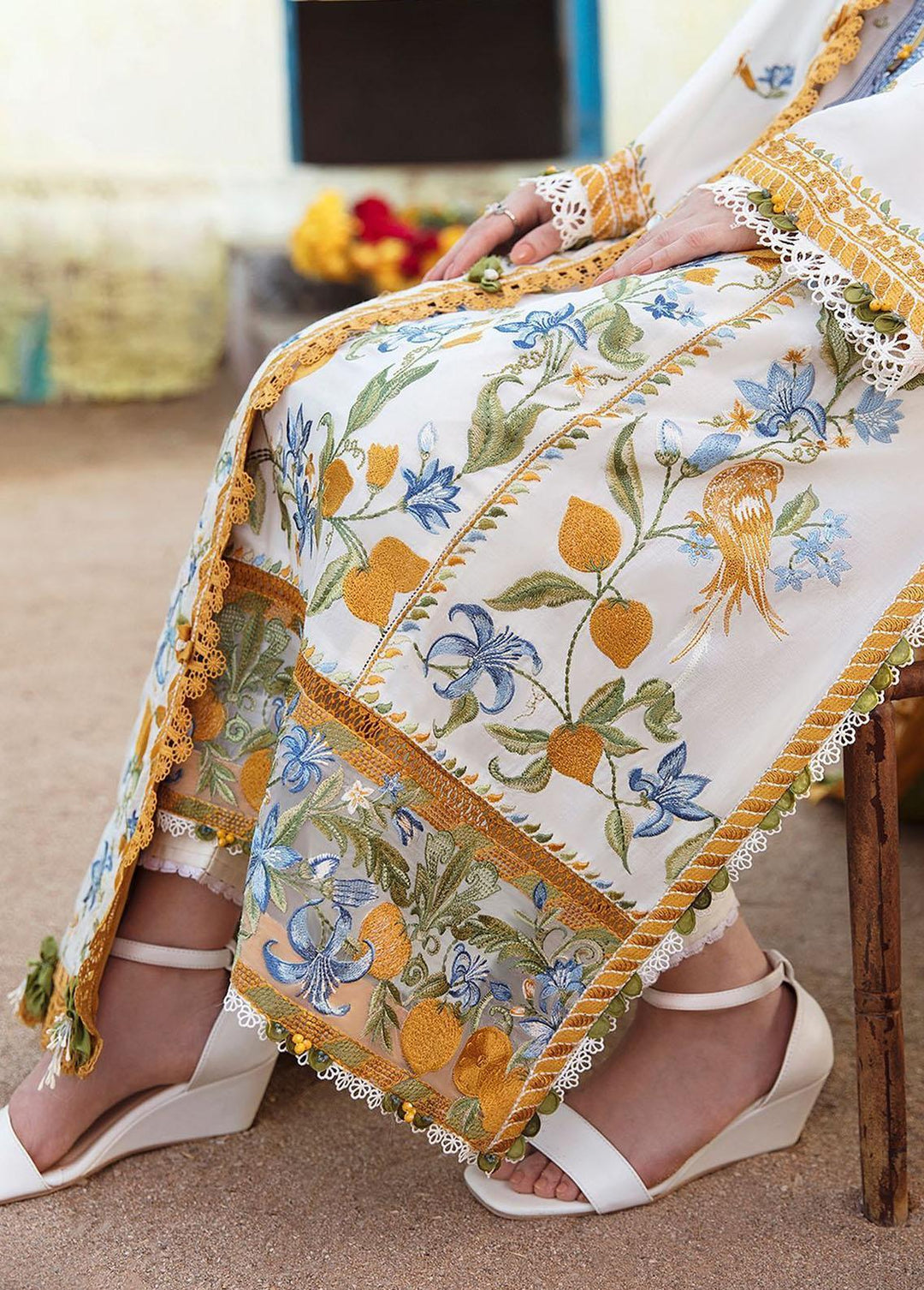 Zaha By Khadijah Shah Embroidered Lawn Suits Unstitched 3 Piece ZKS23L ZL23-07A - Spring / Summer Collection