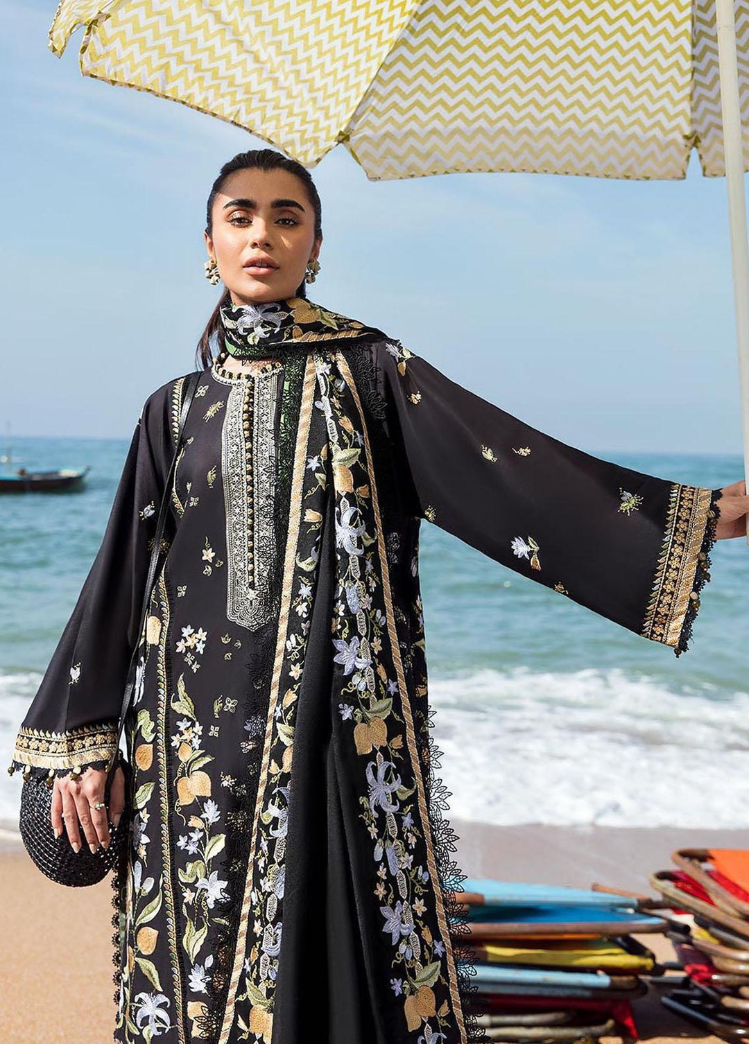 Zaha By Khadijah Shah Embroidered Lawn Suits Unstitched 3 Piece ZKS23L ZL23-07B - Spring / Summer Collection