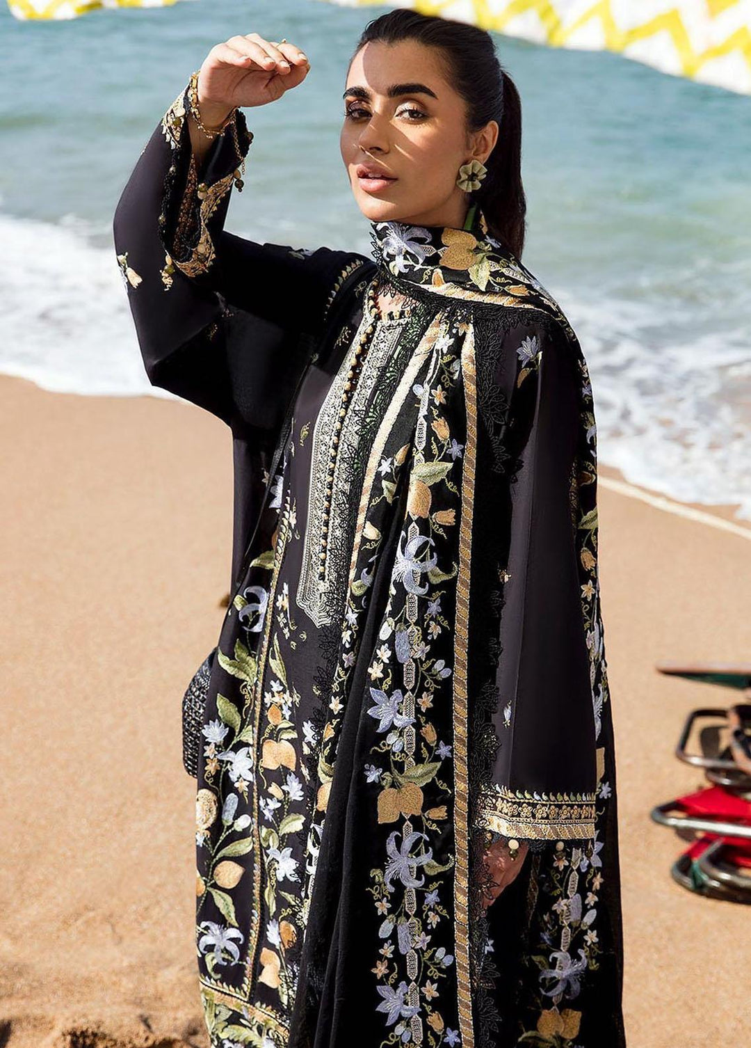 Zaha By Khadijah Shah Embroidered Lawn Suits Unstitched 3 Piece ZKS23L ZL23-07B - Spring / Summer Collection