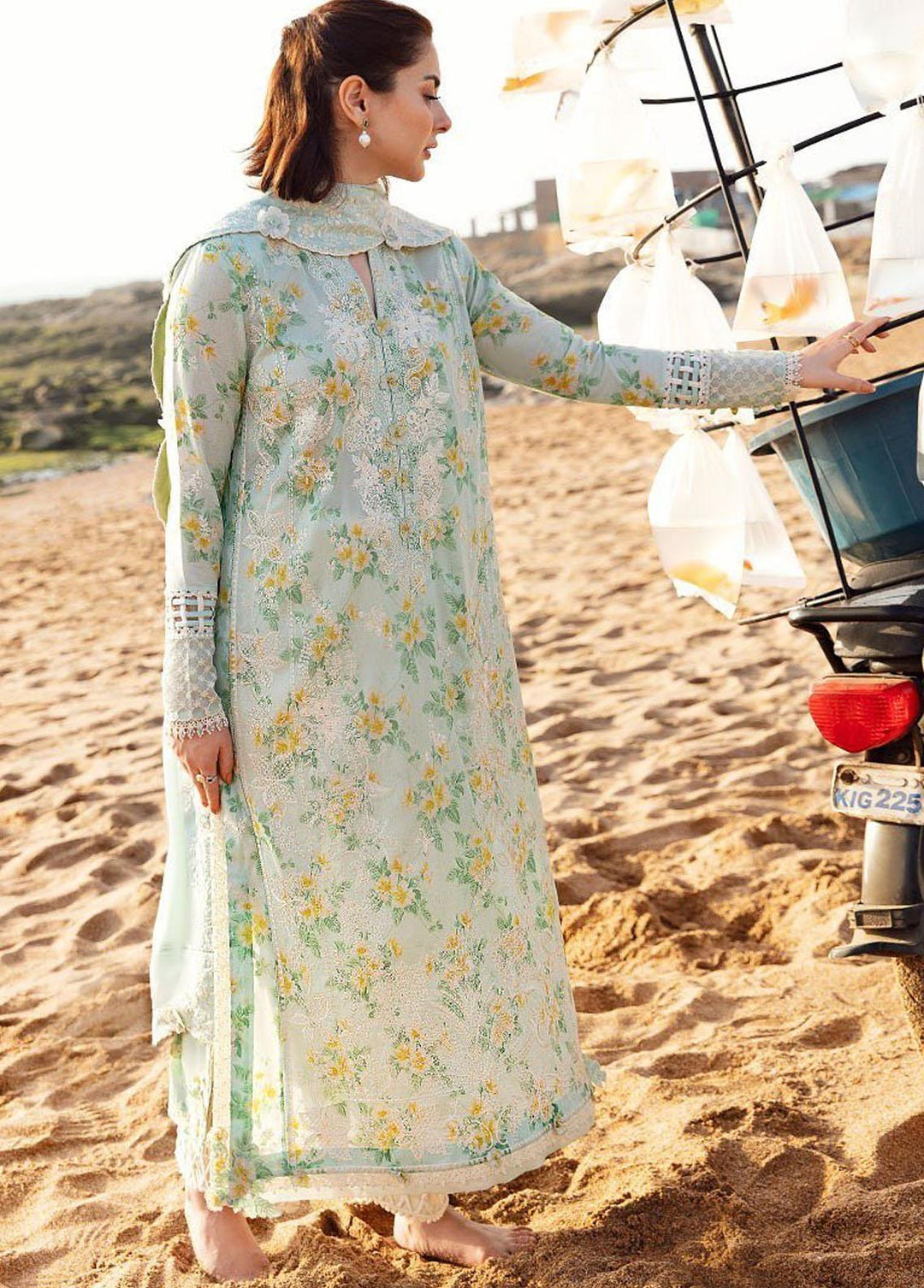 Zaha By Khadijah Shah Embroidered Lawn Suits Unstitched 3 Piece ZKS23L ZL23-08A - Spring / Summer Collection