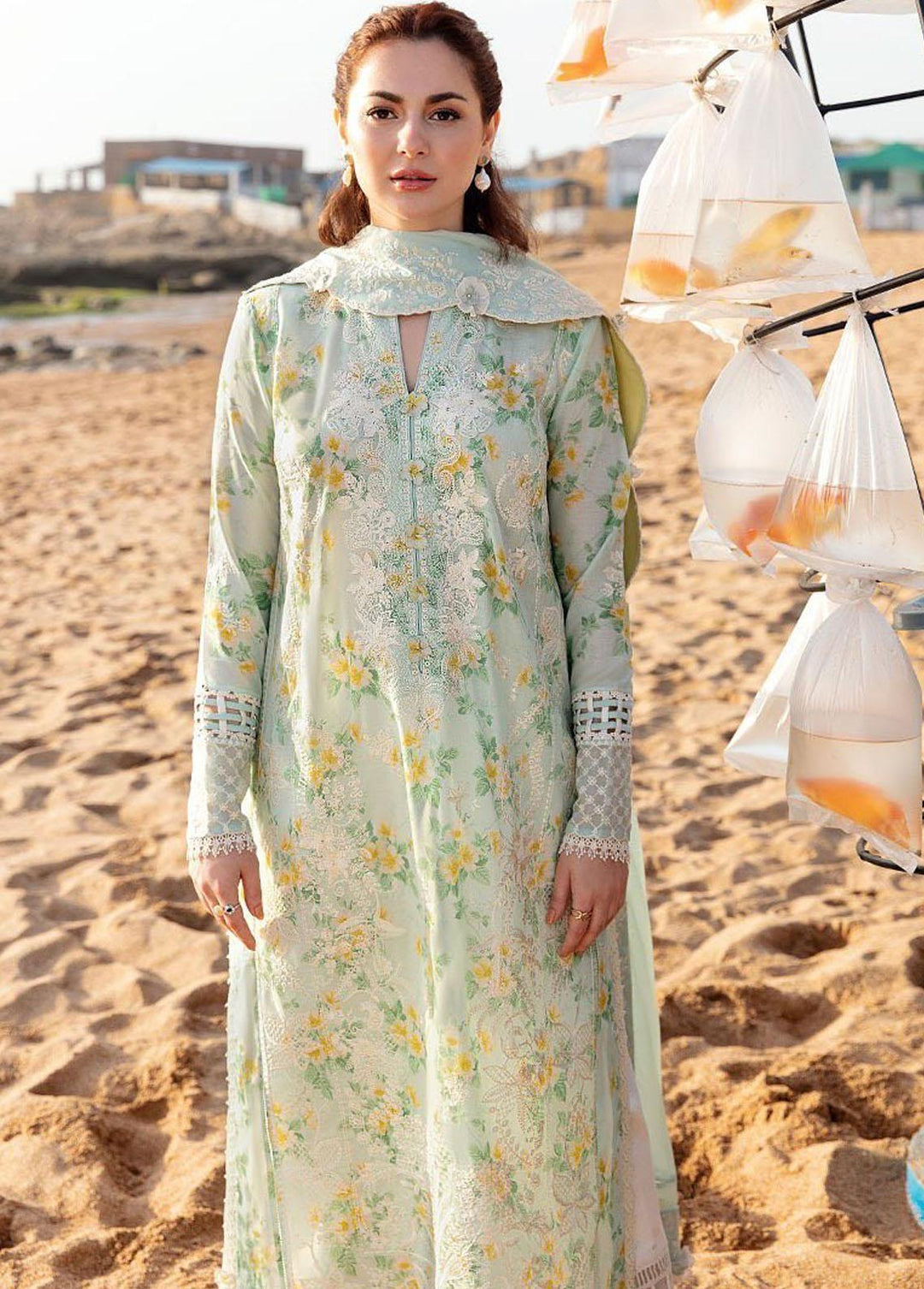 Zaha By Khadijah Shah Embroidered Lawn Suits Unstitched 3 Piece ZKS23L ZL23-08A - Spring / Summer Collection