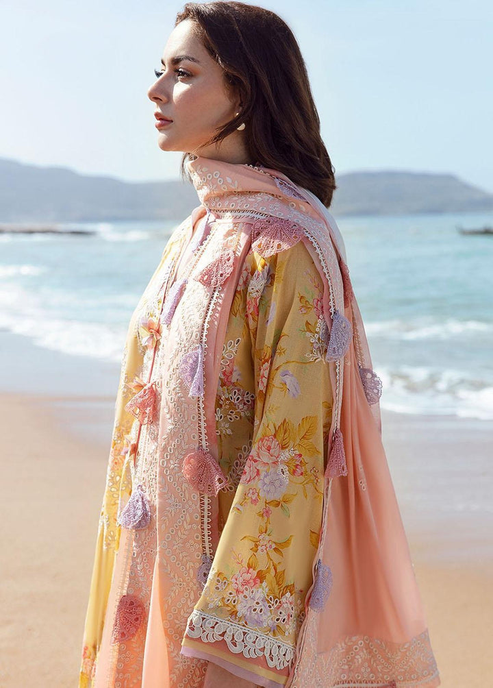 Zaha By Khadijah Shah Embroidered Lawn Suits Unstitched 3 Piece ZKS23L ZL23-09A - Spring / Summer Collection