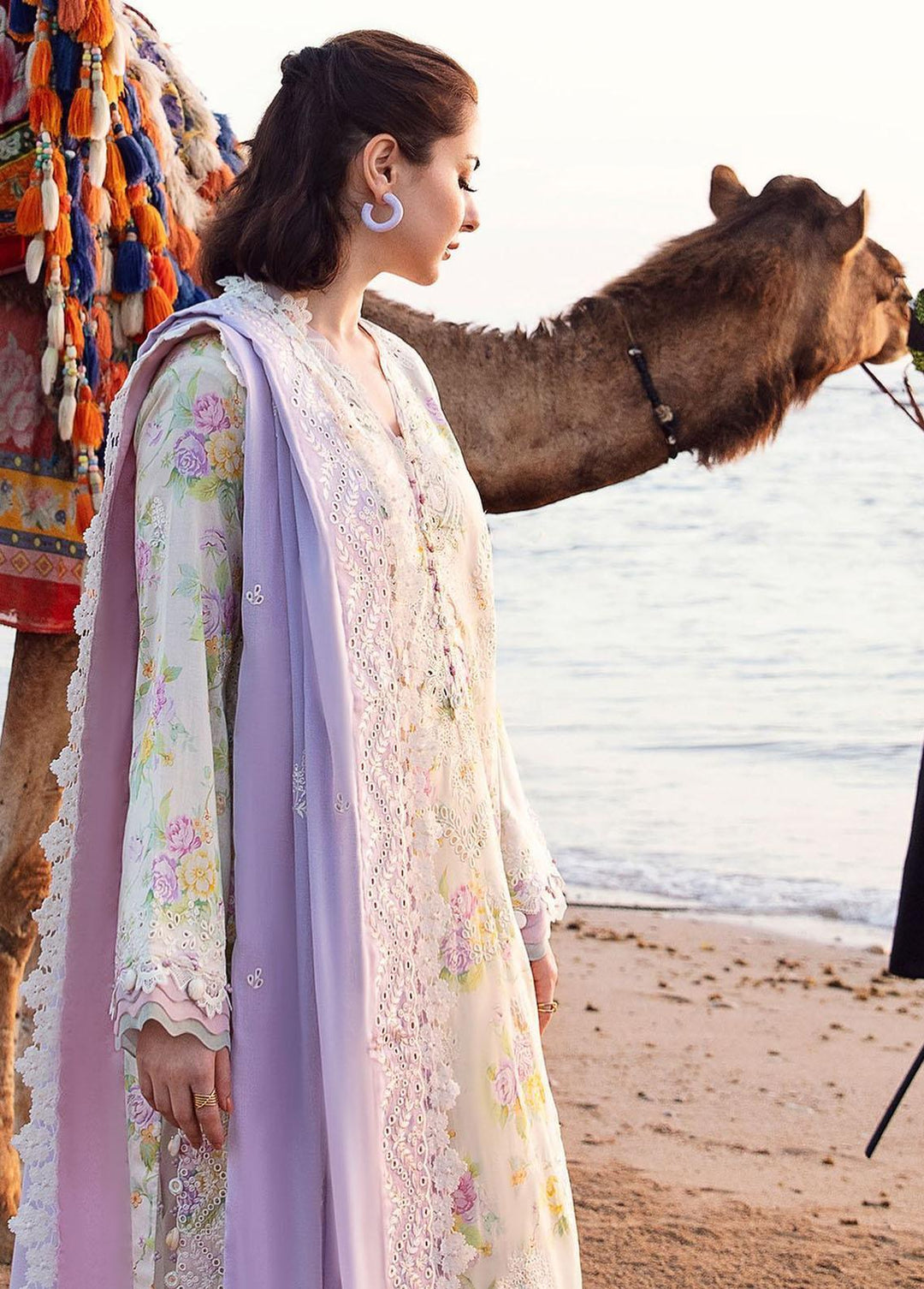 Zaha By Khadijah Shah Embroidered Lawn Suits Unstitched 3 Piece ZKS23L ZL23-09B - Spring / Summer Collection