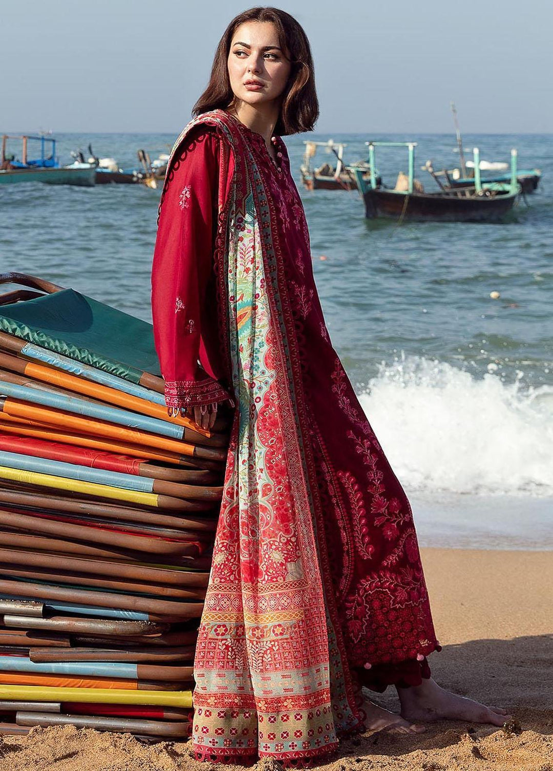 Zaha By Khadijah Shah Embroidered Lawn Suits Unstitched 3 Piece ZKS23L ZL23-10B - Spring / Summer Collection