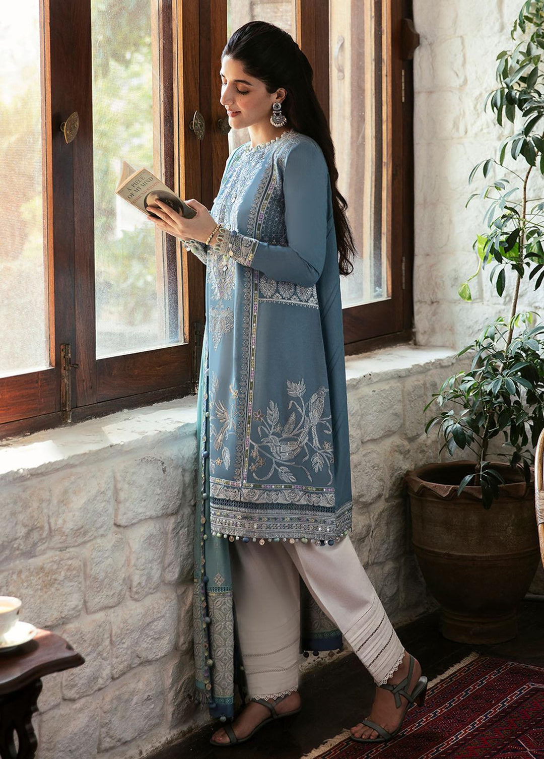 Zaha By Khadijah Shah Embroidered Lawn Suits Unstitched 3 Piece ZKS22F ZF-22-01 MAHTAB - Festive Collection