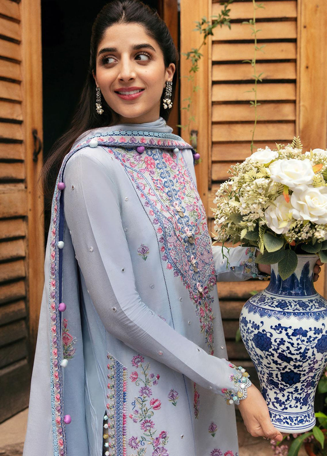 Zaha By Khadijah Shah Embroidered Lawn Suits Unstitched 3 Piece ZKS22F ZF-22-03 NARINA - Festive Collection
