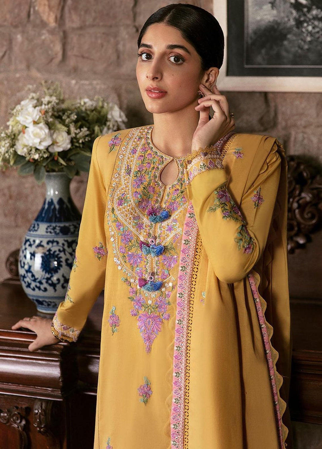 Zaha By Khadijah Shah Embroidered Lawn Suits Unstitched 3 Piece ZKS22F ZF-22-05 SHAMS - Festive Collection