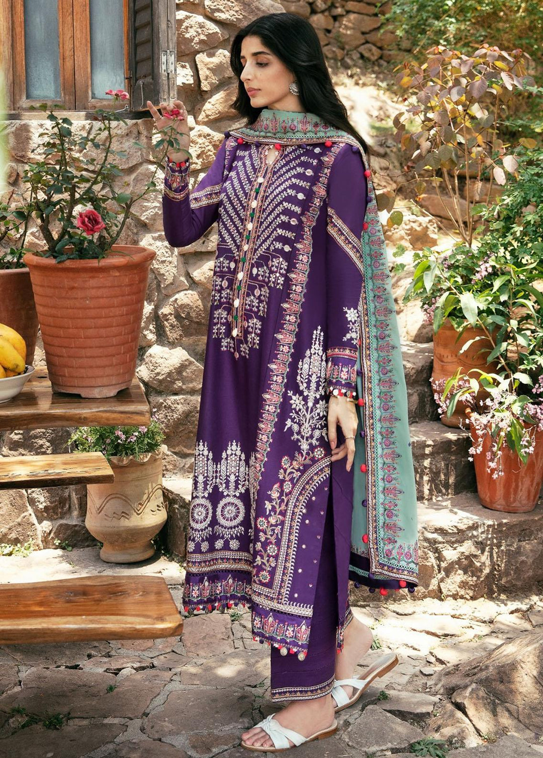 Zaha By Khadijah Shah Embroidered Lawn Suits Unstitched 3 Piece ZKS22F ZF-22-06 ARIANA - Festive Collection