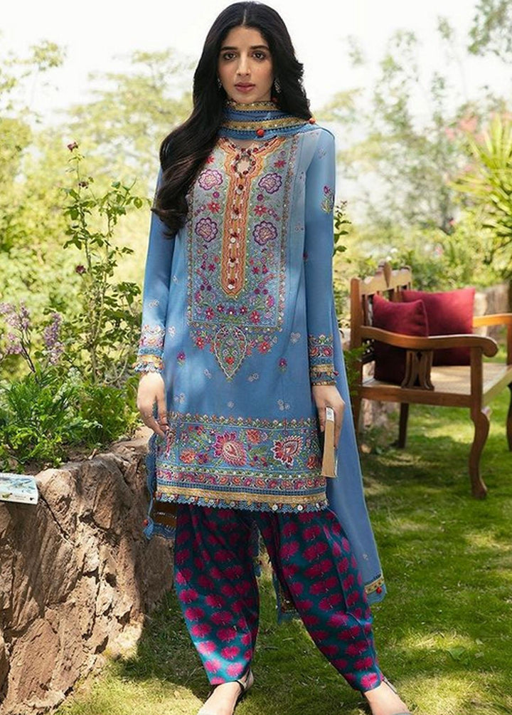 Zaha By Khadijah Shah Embroidered Lawn Suits Unstitched 3 Piece ZKS22F ZF-22-07 MEHR - Festive Collection