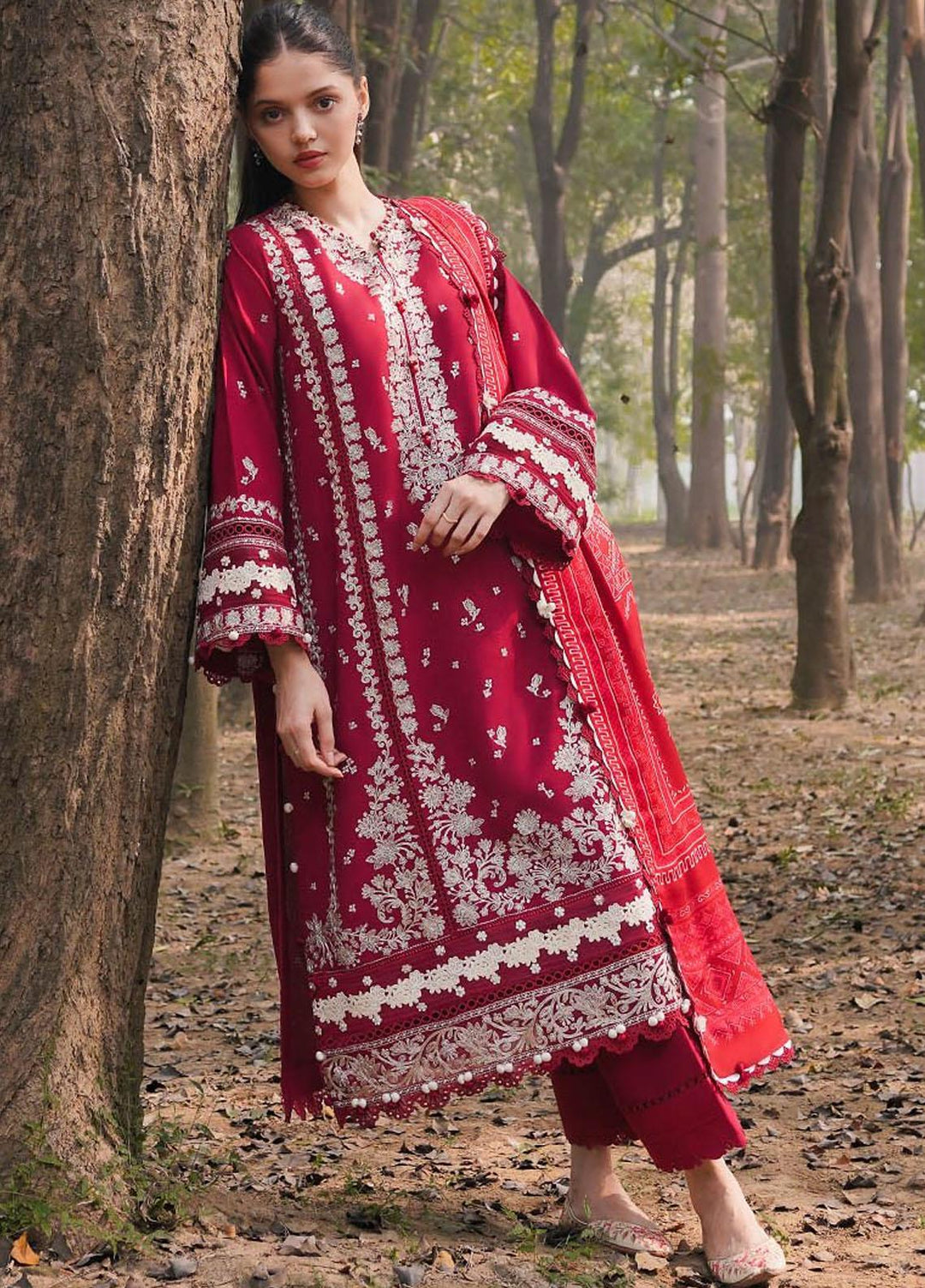 Zaha Embroidered Karandi Suits Unstitched 3 Piece ZKS23W-2 ZW2-23-02 Alalah - Winter Collection