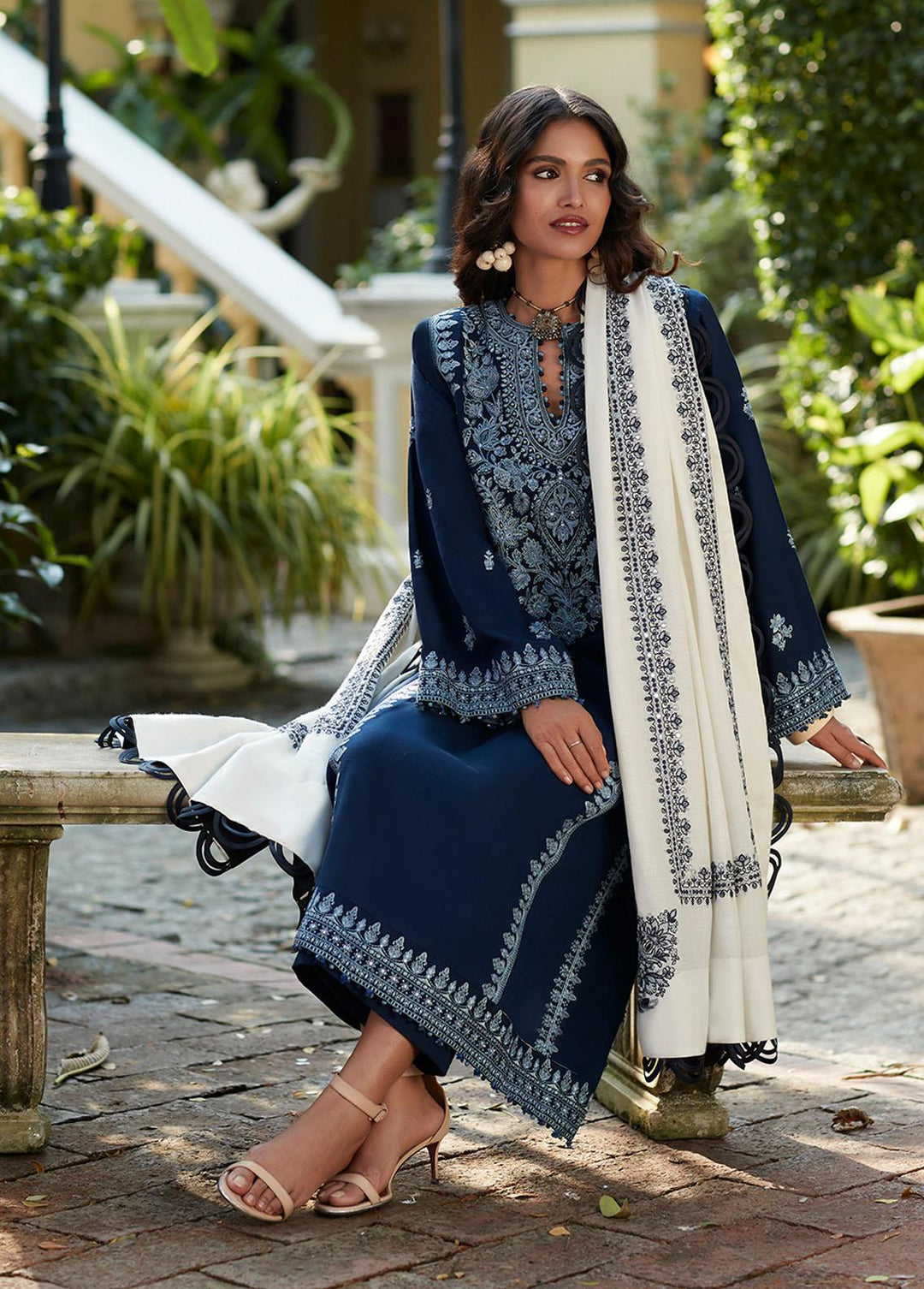 Zaha By Khadijah Shah Embroidered Khaddar Suits Unstitched 3 Piece ZKS22W ZW-22-01 ELMAS - Winter Collection