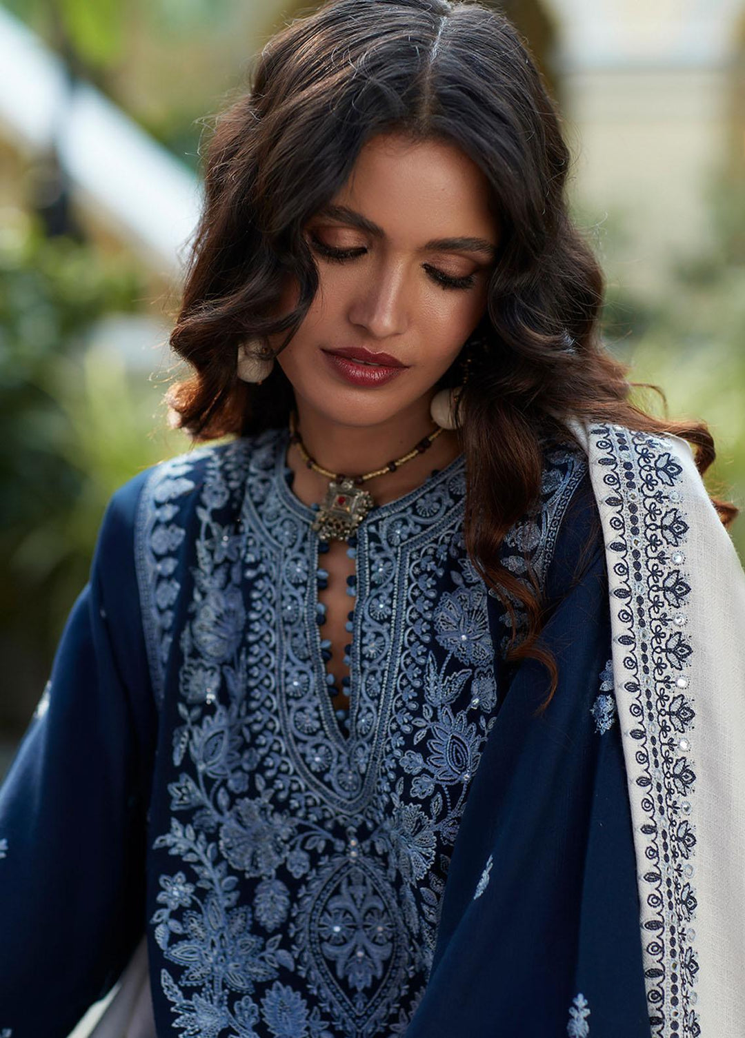Zaha By Khadijah Shah Embroidered Khaddar Suits Unstitched 3 Piece ZKS22W ZW-22-01 ELMAS - Winter Collection
