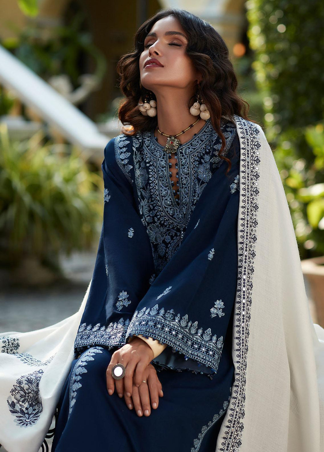 Zaha By Khadijah Shah Embroidered Khaddar Suits Unstitched 3 Piece ZKS22W ZW-22-01 ELMAS - Winter Collection