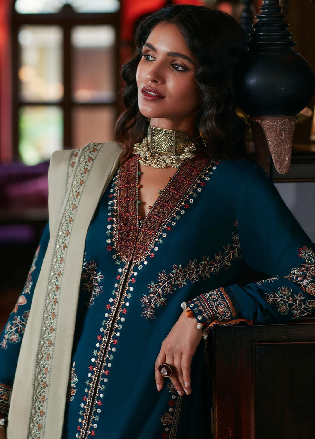 Zaha By Khadijah Shah Embroidered Khaddar Suits Unstitched 3 Piece ZKS22W ZW-22-02 JEHAN - Winter Collection