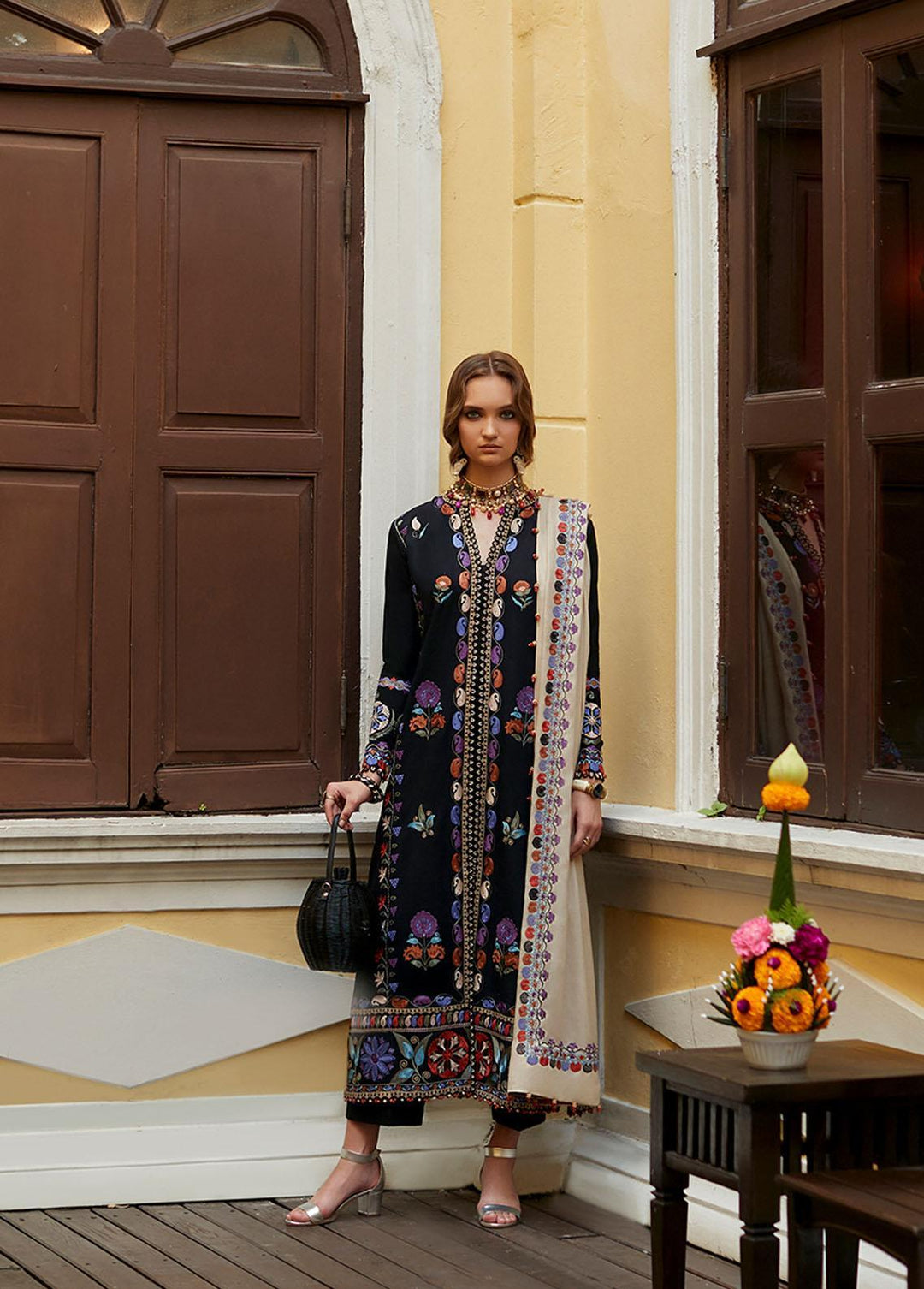 Zaha By Khadijah Shah Embroidered Khaddar Suits Unstitched 3 Piece ZKS22W ZW-22-04 FERAY - Winter Collection