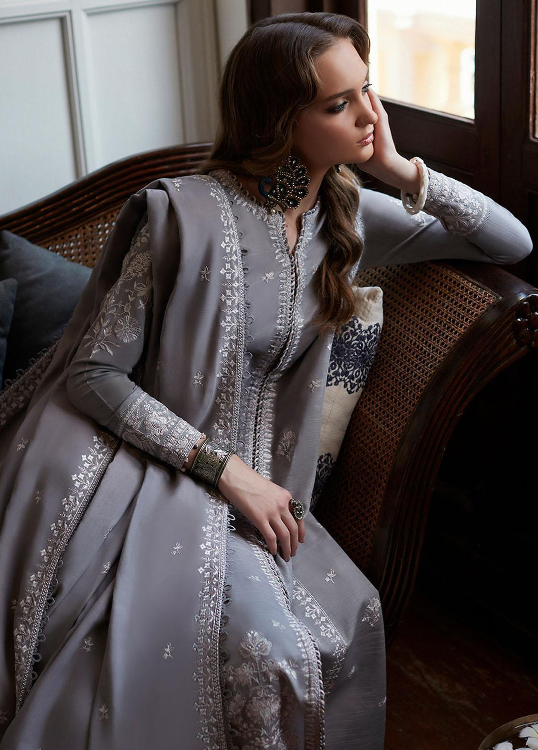 Zaha By Khadijah Shah Embroidered Khaddar Suits Unstitched 3 Piece ZKS22W ZW-22-10 GUL - Winter Collection
