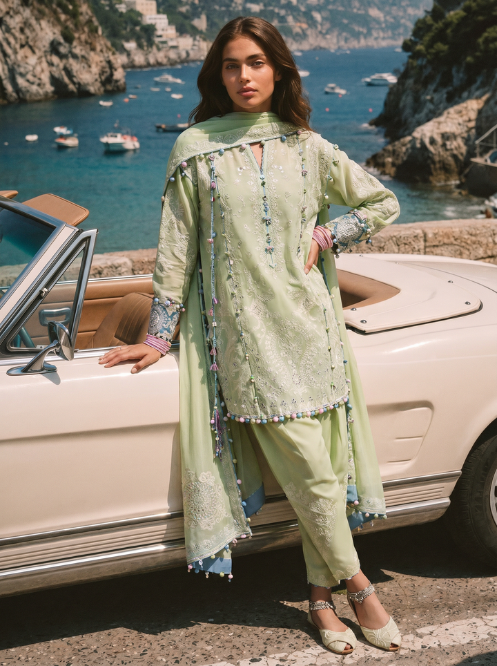 Meili by Zaha Unstitched Embroidered Lawn 3 Piece Suit ZK26UML ZL26-02A - Festive Collection