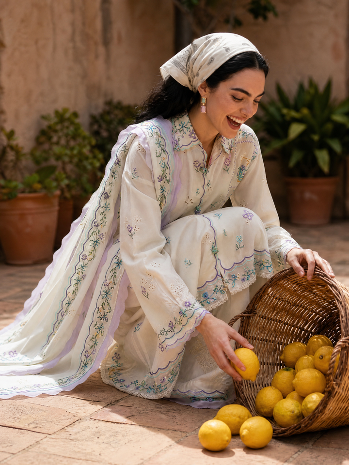 Wild Flower by Zaha Unstitched Embroidered Lawn 3 Piece Suit ZK26UWL ZF26-07 Ghost Orchid Whispers - Festive Collection