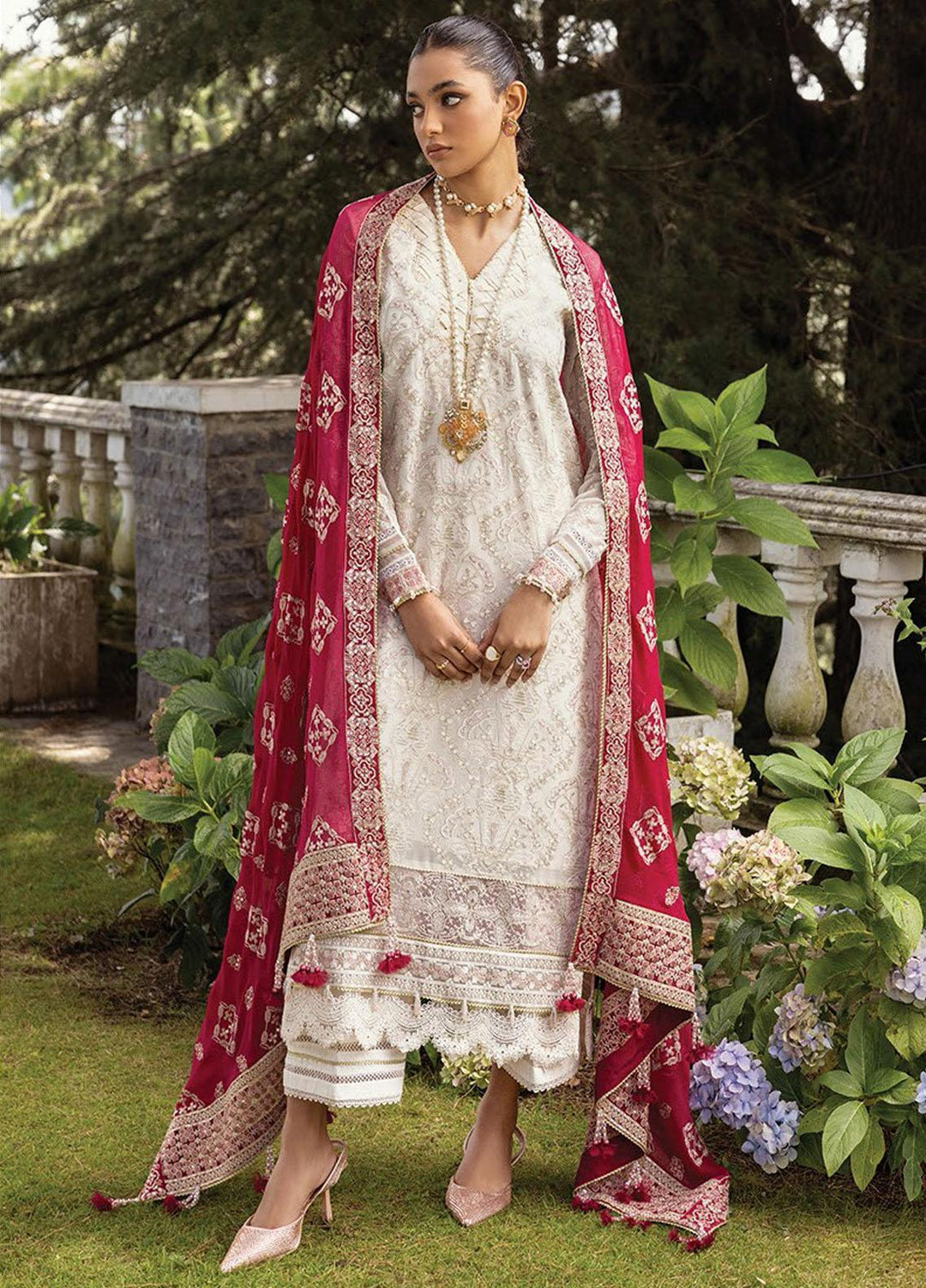 Zahra By Xenia Formals Embroidered Chiffon Suits Unstitched 3 Piece XE23Z D-01 Shaqraa - Luxury Collection
