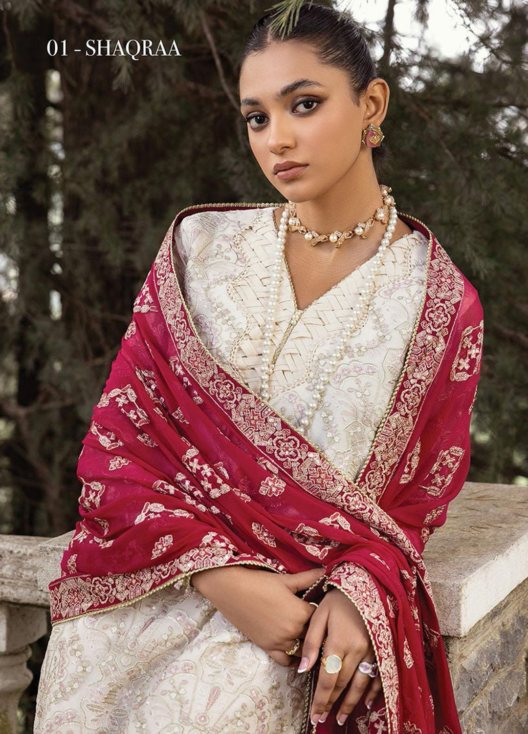 Zahra By Xenia Formals Embroidered Chiffon Suits Unstitched 3 Piece XE23Z D-01 Shaqraa - Luxury Collection