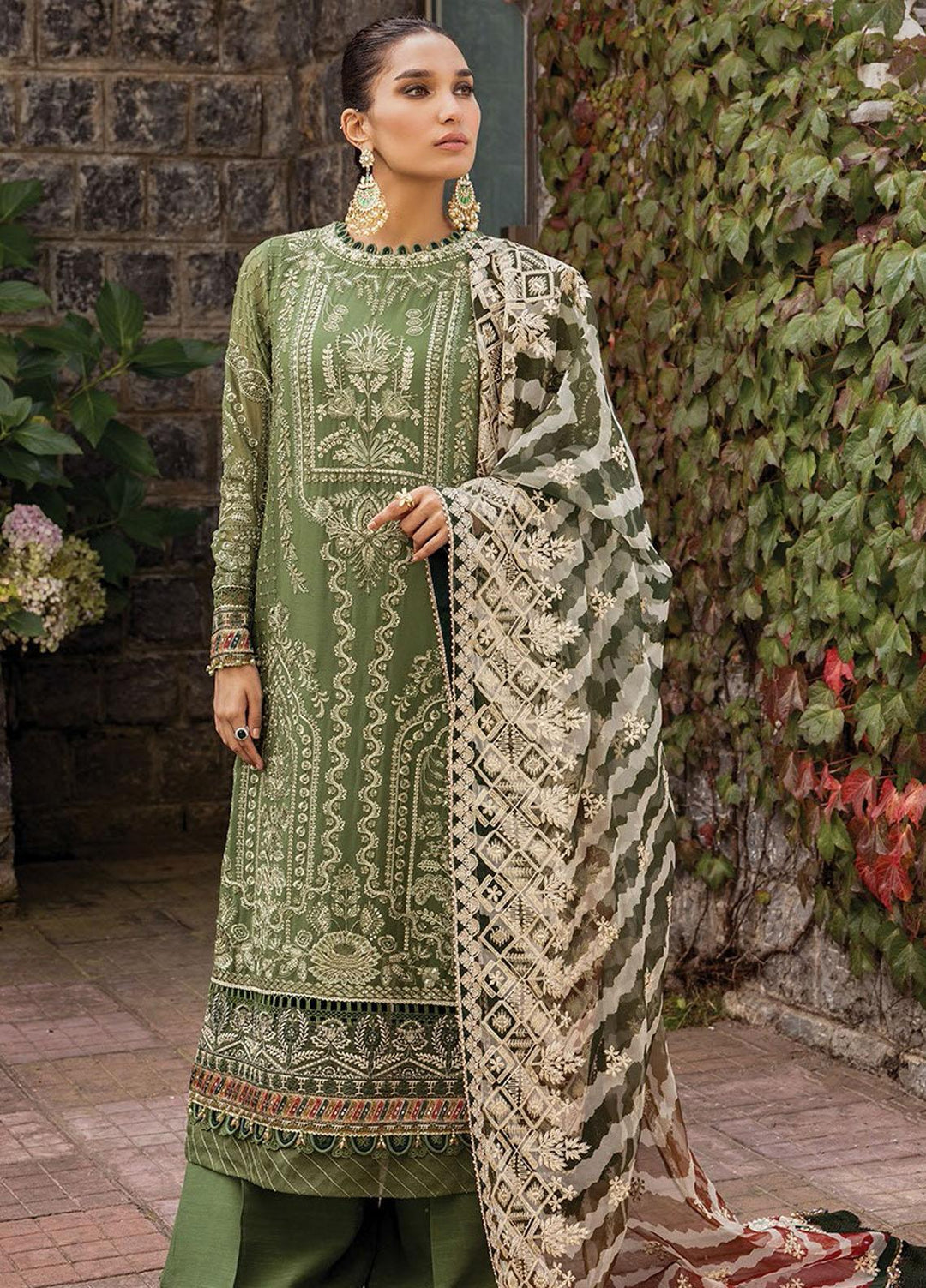 Zahra By Xenia Formals Embroidered Chiffon Suits Unstitched 3 Piece XE23Z D-05 Abal - Luxury Collection