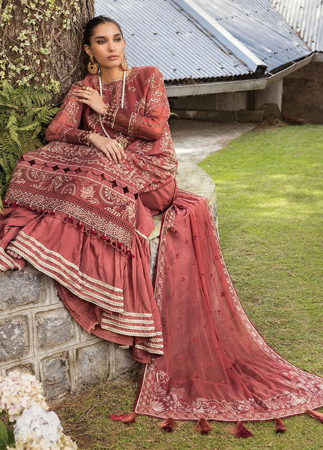 Zahra By Xenia Formals Embroidered Chiffon Suits Unstitched 3 Piece XE23Z D-06 Abha - Luxury Collection