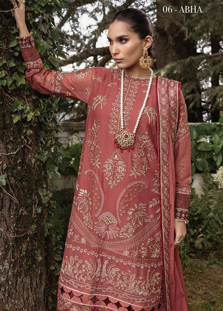 Zahra By Xenia Formals Embroidered Chiffon Suits Unstitched 3 Piece XE23Z D-06 Abha - Luxury Collection