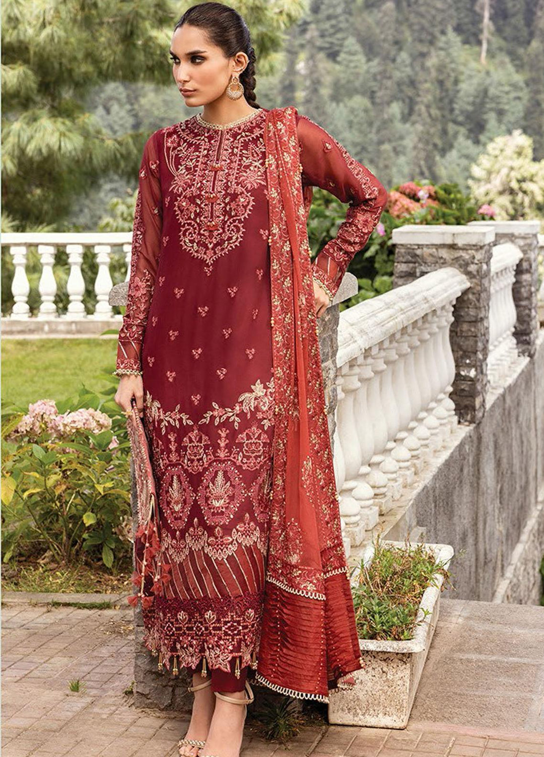 Zahra By Xenia Formals Embroidered Chiffon Suits Unstitched 3 Piece XE23Z D-08 Maheer - Luxury Collection