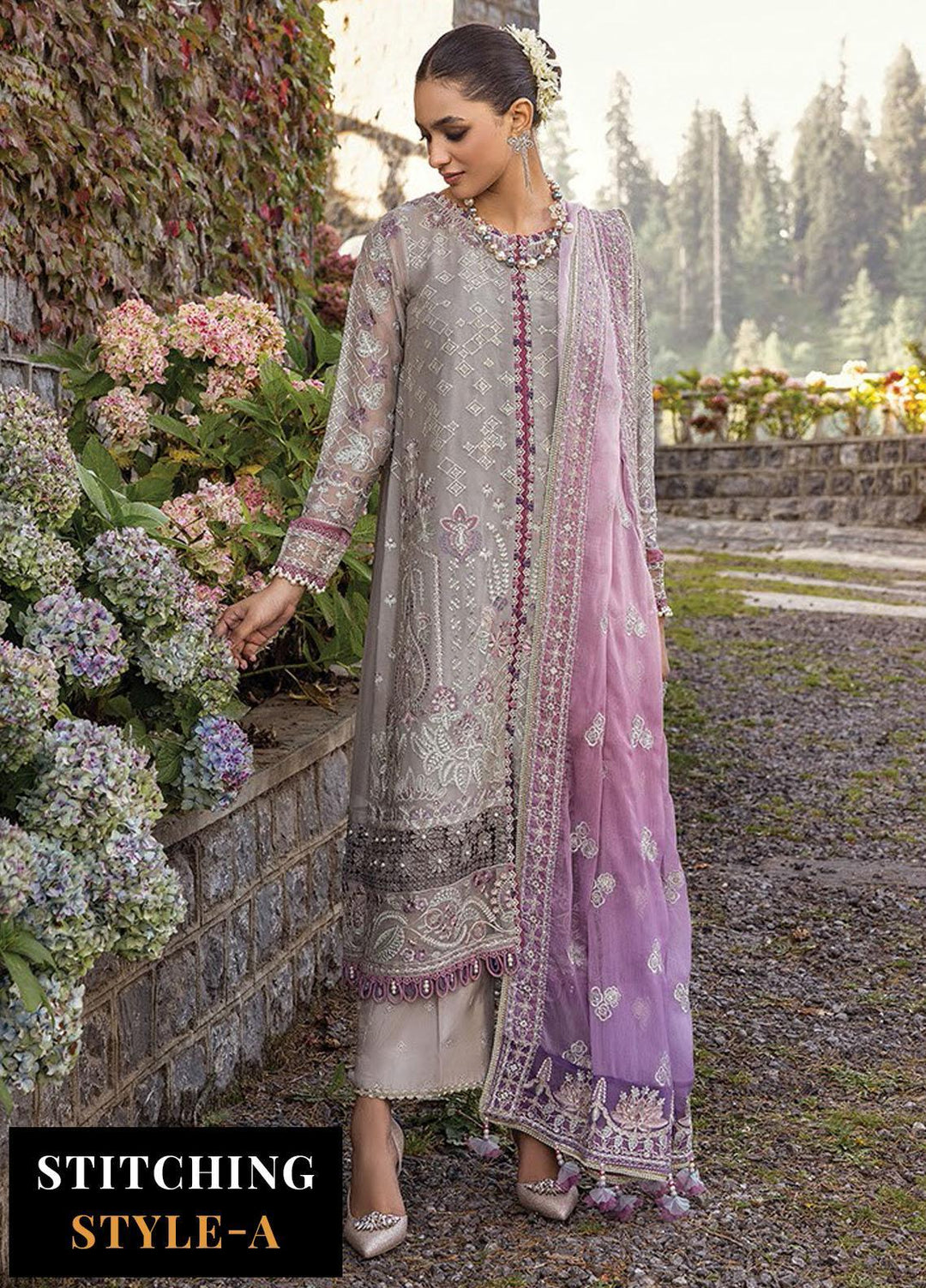 Zahra By Xenia Formals Embroidered Chiffon Suits Unstitched 3 Piece XE23Z D-09 Taif - Luxury Collection