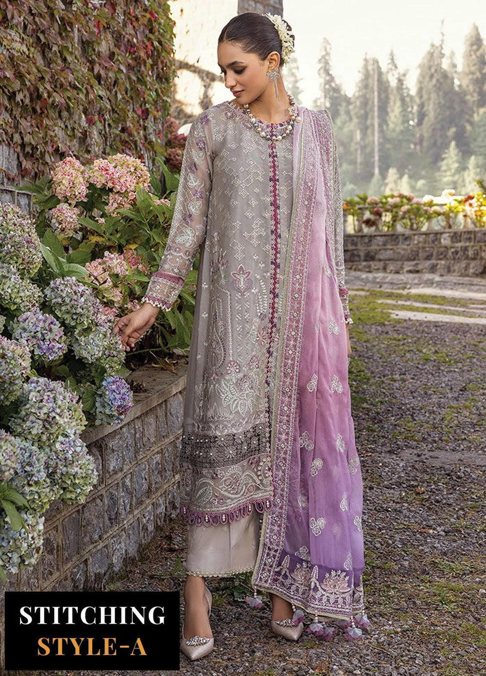 Zahra By Xenia Formals Embroidered Chiffon Suits Unstitched 3 Piece XE23Z D-09 Taif - Luxury Collection
