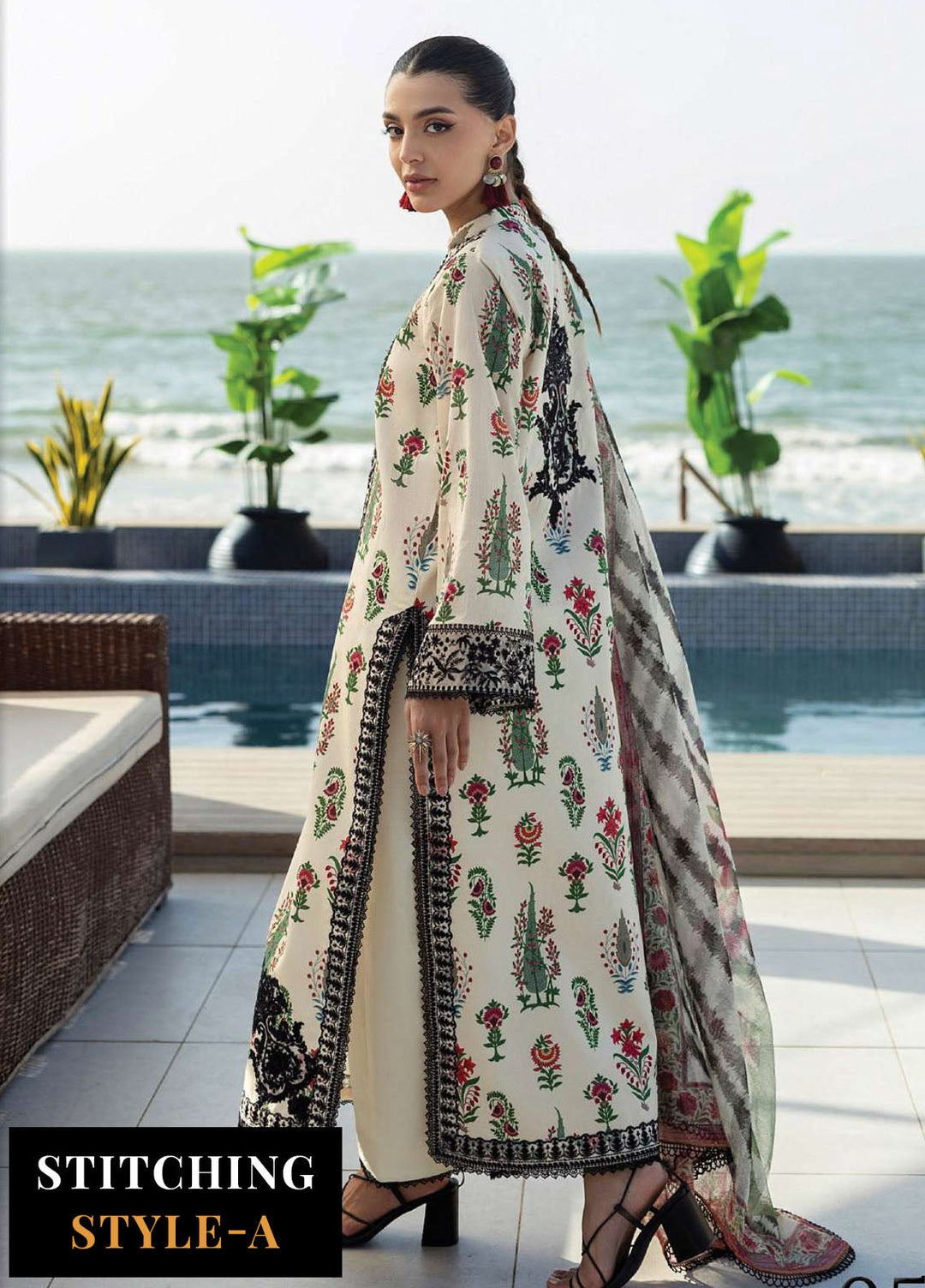 Zainab Chotani Embroidered Lawn Suits Unstitched 3 Piece ZC25TL D-05 Azureh - Summer Collection