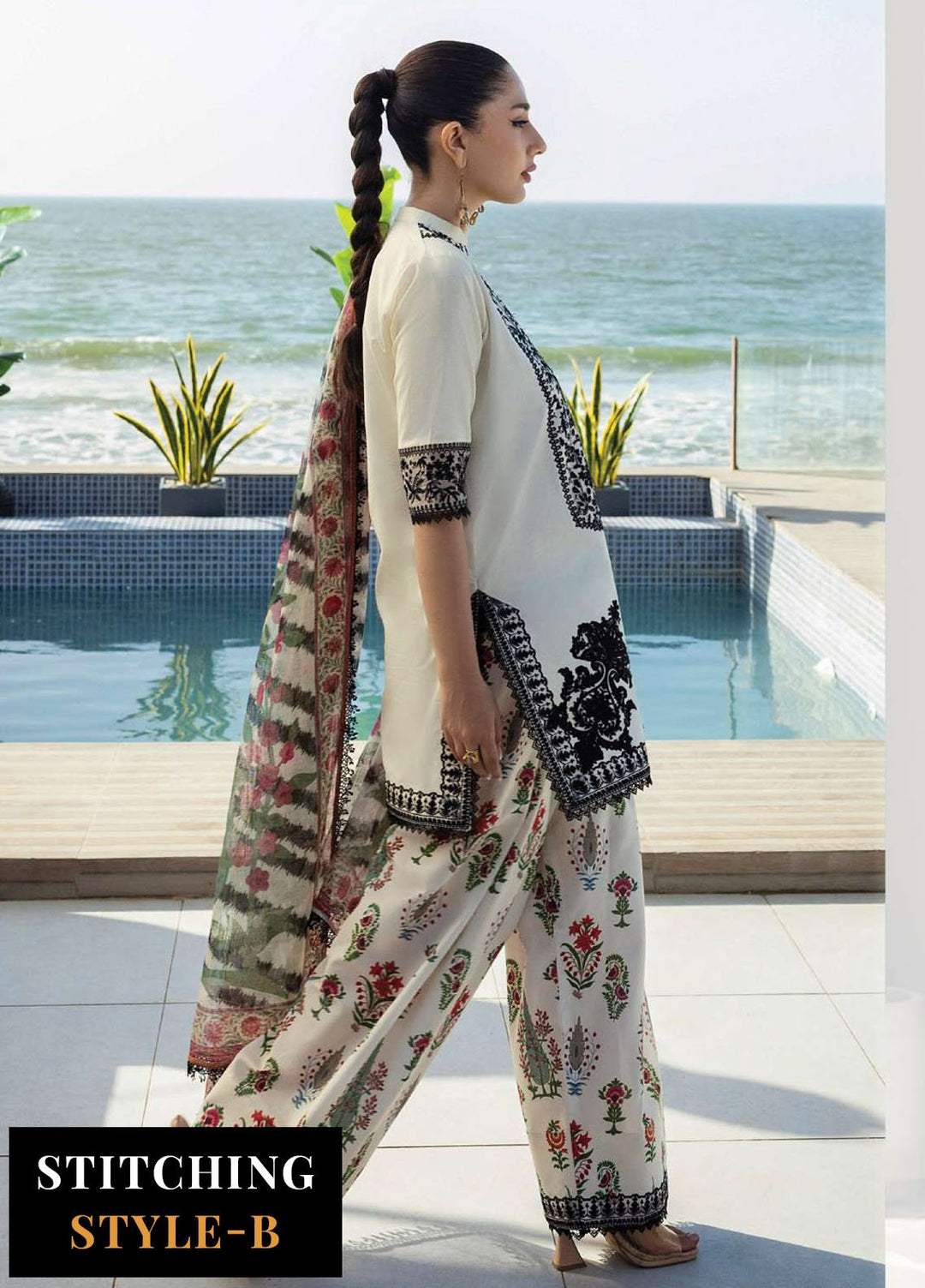 Zainab Chotani Embroidered Lawn Suits Unstitched 3 Piece ZC25TL D-05 Azureh - Summer Collection