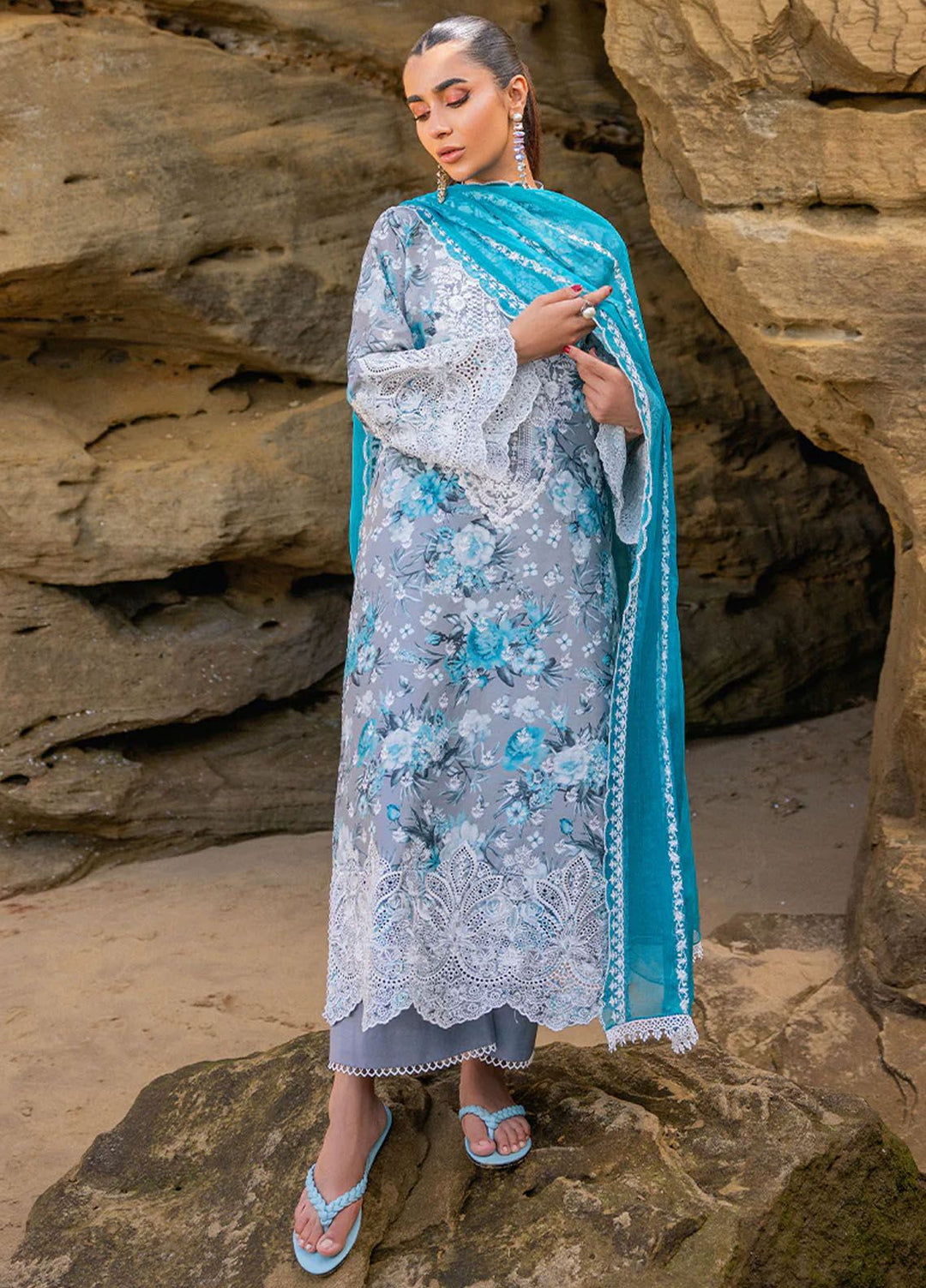 Zainab Chottani Chikankari Lawn Suits Unstitched 3 Piece ZC24CL D-10B Lana - Summer Collection