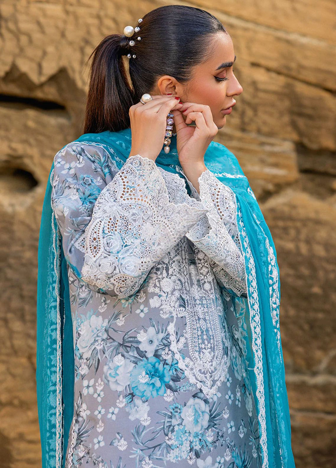 Zainab Chottani Chikankari Lawn Suits Unstitched 3 Piece ZC24CL D-10B Lana - Summer Collection