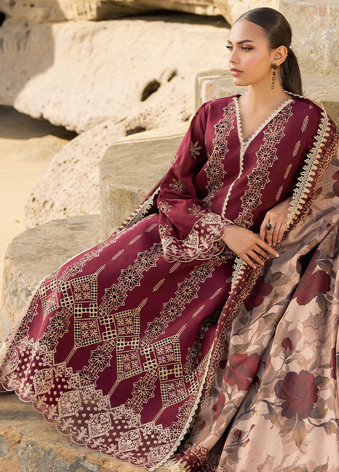 Zainab Chottani Chikankari Lawn Suits Unstitched 3 Piece ZC24CL D-1B Aysel - Summer Collection