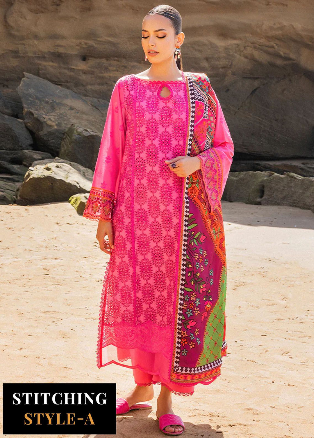 Zainab Chottani Chikankari Lawn Suits Unstitched 3 Piece ZC24CL D-6A Laali - Summer Collection