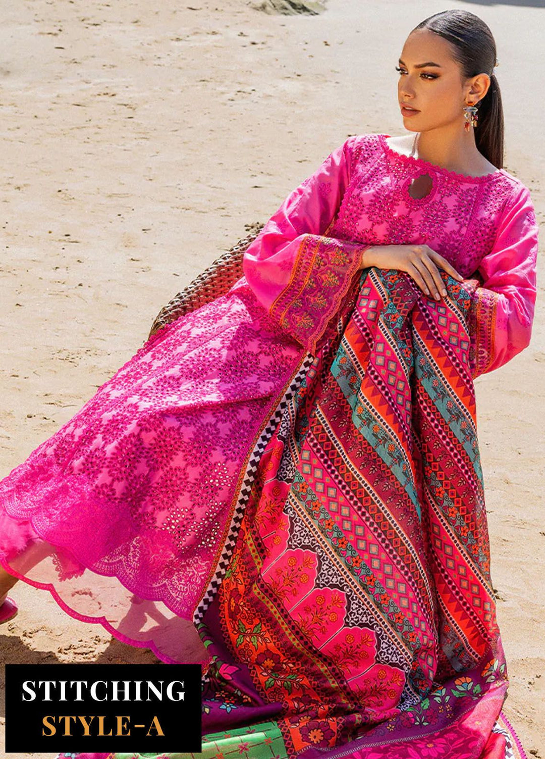Zainab Chottani Chikankari Lawn Suits Unstitched 3 Piece ZC24CL D-6A Laali - Summer Collection