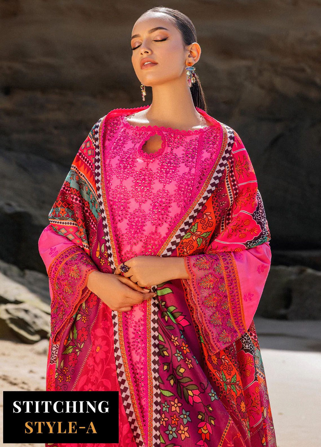 Zainab Chottani Chikankari Lawn Suits Unstitched 3 Piece ZC24CL D-6A Laali - Summer Collection